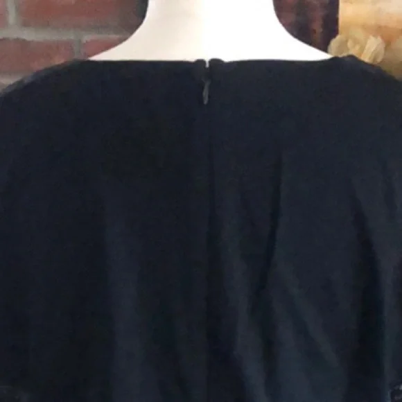 City Chic Women’s Black Short Sleeve Spliced Faux Leather Knee Length Dress - Picture 11 of 16